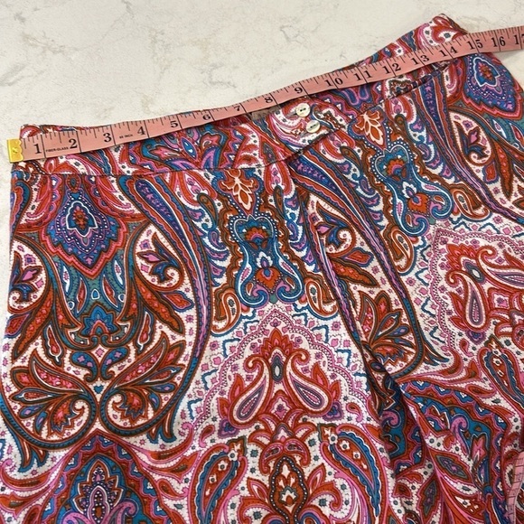 120% Lino Linen Wide Leg Trouser Pants Women’s Paisley Size 42 Pink Purple Red - Picture 15 of 17